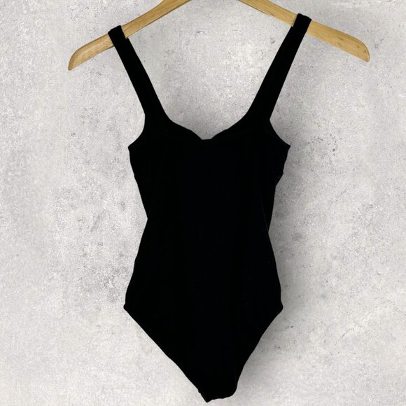 Lulus Black‎ Lace Up Bodysuit Size XS City of Angels Square Neck Plunge Snaps - Picture 5 of 11